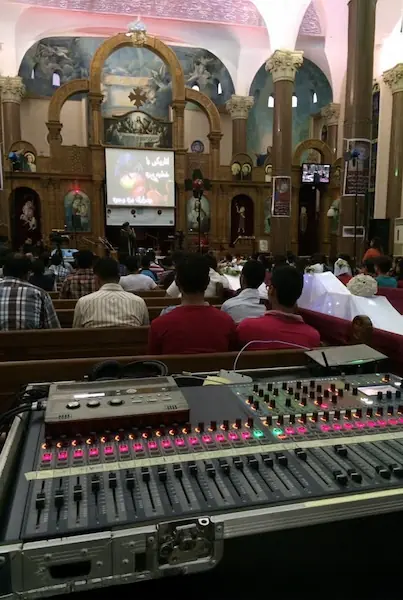 Coptic Orthodox church professional sound system installation Egypt