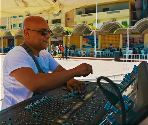 Audio production live cultural event Alexandria Egypt