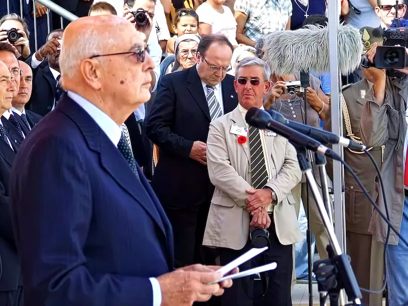 Giorgio Napolitano, President of Italy, attending the official ceremony at El Alamein — Rock Sound exclusively responsible for all audio
